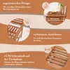 Marketing image highlighting features of a wooden patio furniture set. Náhľad obrázku produktu