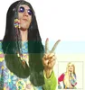 Hippie Perücke schwarz mit Perlen Produktbild-Vorschau 3