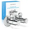 A product shot of two chrome angle valves with a box in the background. Produktbild-Vorschau