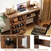 A collage of images showing a wooden sewing table with various features and close-ups of its components. Podgląd zdjęcia produktu