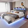 A modern bedroom with a bed, dresser, and window. Produktbild-Vorschau