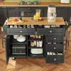 A kitchen island cart with various items on its surface and inside its compartments, set in a kitchen environment. Produktbild-Vorschau