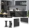 A collage of kitchen elements, including cabinets, appliances, a sink, a table, chairs, and product components like cabinet legs and a kick plate. Anteprima dell’immagine prodotto