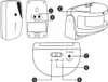 Diagrams showing different views and labeled parts of a motion detector. Podgląd zdjęcia produktu