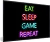 MuchoWow® Gerahmtes Poster Gaming - Led - Zitat - Eat sleep Produktbild-Vorschau 1