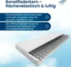 A cutaway view of a mattress showing its internal Bonnell spring core, with descriptive text and a logo. Produktbild-Vorschau