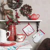 Clayre & Eef Ofenhandschuh 18x30 cm Weiß Rot Baumwolle Produktbild-Vorschau 4
