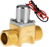 A close-up studio shot of a brass solenoid valve with electrical wires. Produktbild-Vorschau