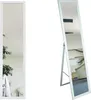 Two views of a full-length mirror with a white frame, one standing and one leaning. Náhled obrázku produktu