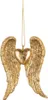 A gold-colored Christmas ornament shaped like angel wings with a heart in the center, hanging from a gold chain. Produktbild-Vorschau