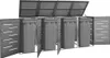 A grey trash bin enclosure with four bins inside, shown with the top and front doors open. Náhled obrázku produktu