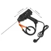 A black handheld welding tool with a metal rod and a clamp attached, shown against a white background. Produktbild-Vorschau