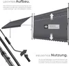 Diagrams and text explaining the features of a retractable awning. Produktbild-Vorschau