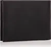 A black leather wallet is shown closed and lying flat. Náhľad obrázku produktu