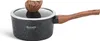 A single black pot with a glass lid and a wooden handle and knob, set against a white background. Produktbild-Vorschau