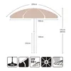 Diagram of a parasol with dimensions and feature icons. Produktbild-Vorschau