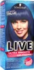 A box of Schwarzkopf Live Electric Blue hair dye, featuring a model with blue hair. Produktbild-Vorschau