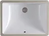 A top-down view of a white rectangular sink with a brushed metal drain and overflow cover. Náhľad obrázku produktu