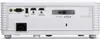 The back panel of a white projector with various input and output ports. Produktbild-Vorschau