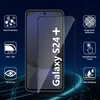 A screen protector for a Samsung Galaxy S24+ is shown with various feature icons and text. Produktbild-Vorschau