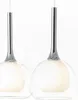 Two modern pendant lights with chrome stems and frosted glass shades. Produktbild-Vorschau