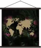 MuchoWow® Textilposter Weltkarte - Braun - Blumen 40x40 cm Produktbild-Vorschau 1