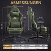 Gaming-Stuhl grün Samt ergonomisch, Massage-Lendenstütze, Produktbild-Vorschau 3