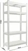 A white, five-tier shelving unit shown from the front-left. Náhled obrázku produktu
