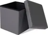 A gray storage ottoman with its lid open, shown against a white background. Produktbild-Vorschau