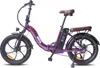 A purple electric bicycle with fat tires is shown against a white background. Produktbild-Vorschau