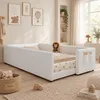 Babybed 90 x 200 cm, laag bed met kussentop en zijvak, wit Productafbeelding-voorbeeld 7