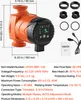 A product shot of a water circulation pump with dimensions and specifications displayed. Podgląd zdjęcia produktu