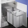 A pull-out trash bin system with two compartments inside a cabinet. Náhľad obrázku produktu