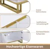 Close-up shots of a white and gold TV cabinet, highlighting its features. Náhľad obrázku produktu