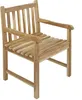 A wooden garden chair with armrests, shown from a three-quarter angle against a white background. Produktbild-Vorschau