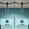 Split image showing a ceiling fan in two different modes with diagrams of air flow. Náhled obrázku produktu