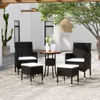 5-tlg. Garten-Lounge-Set Poly Rattan Schwarz Produktbild-Vorschau 2