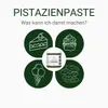 A collage of illustrations showing different desserts and treats, with a jar of pistachio paste in the center. Produktbild-Vorschau