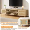 A TV stand with rattan accents in a living room setting. Produktbild-Vorschau