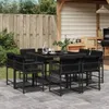 Möbel 9-tlg. Garten-Essgruppe mit Kissen Schwarz Poly Produktbild-Vorschau 1