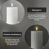 A collage of two close-up images of a white LED candle with a flame, accompanied by descriptive text. Podgląd zdjęcia produktu