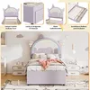 A bedroom scene featuring a unicorn-themed children's bed with bedside tables and a rug. Produktbild-Vorschau