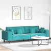 A modern living room scene with a turquoise sofa, coffee table, and artwork on the wall. Produktbild-Vorschau