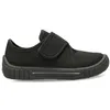 A side view of a black child's shoe with velcro straps. Podgląd zdjęcia produktu