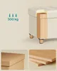 A cutaway view of a storage ottoman and close-ups of its material. Produktbild-Vorschau