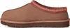 Side view of a brown Ugg slipper with a red and beige patterned trim. Produktbild-Vorschau