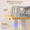 A close-up image showcasing the features of a desk, highlighting its stability and weight capacity. Voir les images du produit