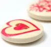 Oblique Unique 50x Holz Knöpfe rund mit Herz Druck Buttons Produktbild-Vorschau 3