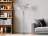 LED Stehleuchte 2 flammig Flexarme Silber Glasschirme Produktbild-Vorschau 1