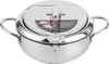 A stainless steel deep fryer pot with a thermometer. Náhled obrázku produktu